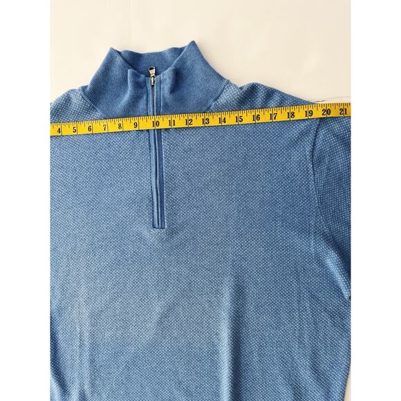 Lincs Cashmere Blend Sweater Men XL Blue High Neck 1/4 Zipper Dots Cozy Stretch - Picture 4 of 12